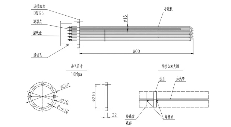 法兰电加热管